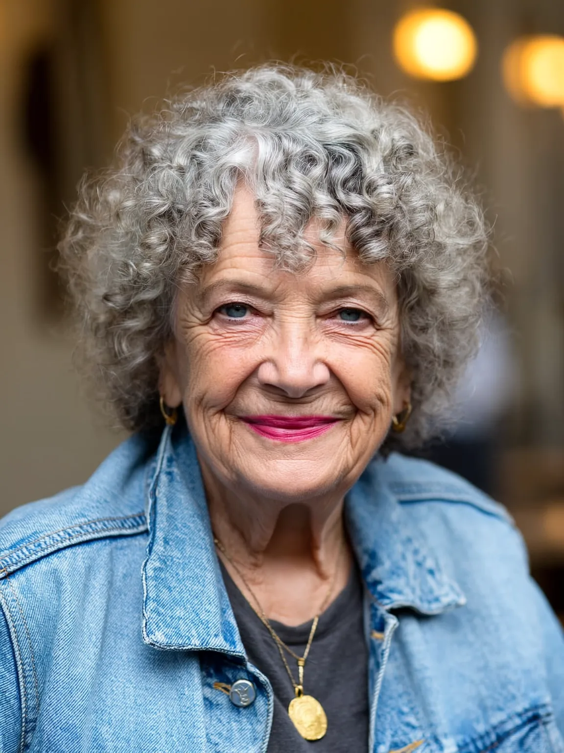 Voluminous Classic Curly Silver Frost Short Bob